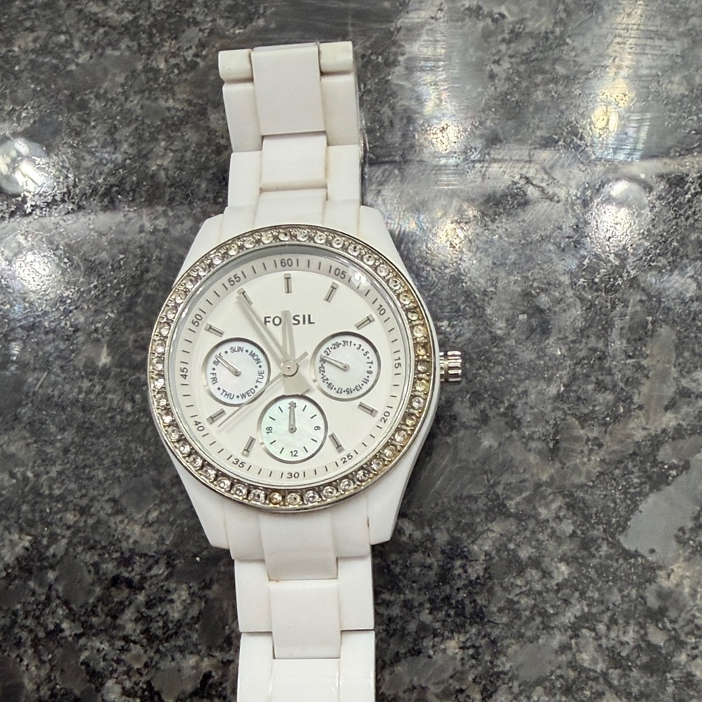 Fossil White Watch with Silver Accents